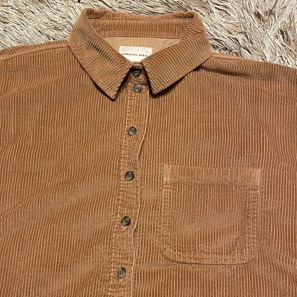 American Eagle Velour Cropped Brown Jean Jacket - Picture 3 of 7